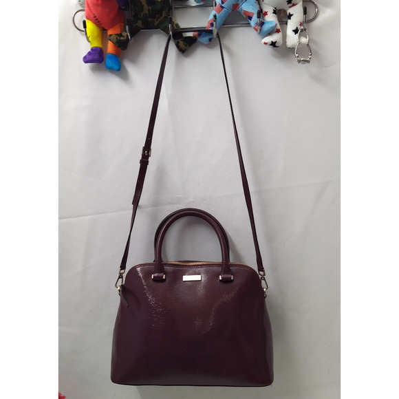 Kate Spade Plum Purple Patent Leather Top Handle Zipper Satchel Shoulder Bag - Picture 4 of 16